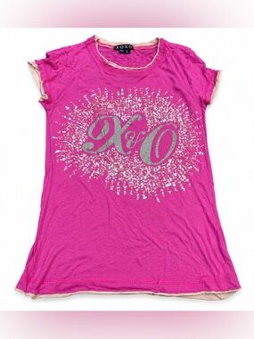 NWT Vintage Y2K XOXO Hot Pink Layered Sequin Top